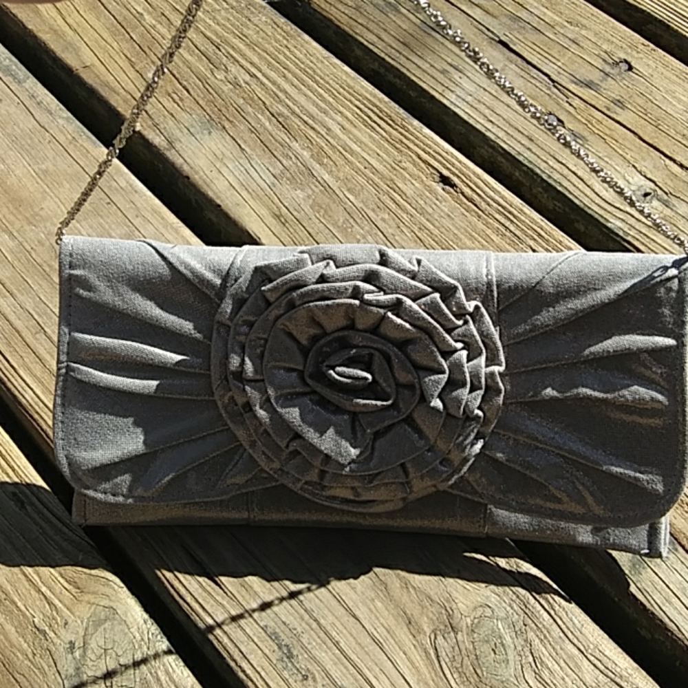 Silver Rose Clutch Wallet/ Purse Girl